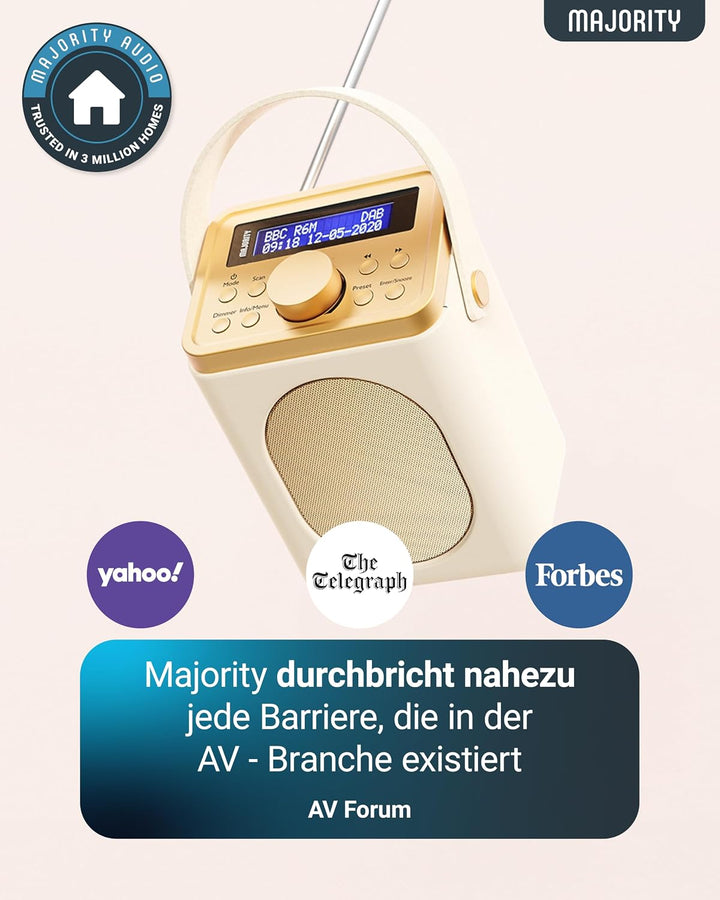 MAJORITY Little Shelford DAB Plus Radio | Küchenradio UKW mit Bluetooth | Radio Batteriebetrieben mi