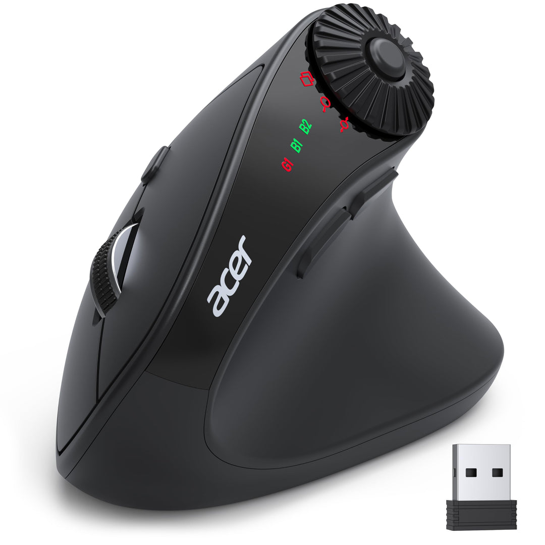 acer Bluetooth Maus Kabellos (BT 5.2+2.4G), Ergonomische Maus 4000 DPI mit Seitlichem Scrollrad, Fun
