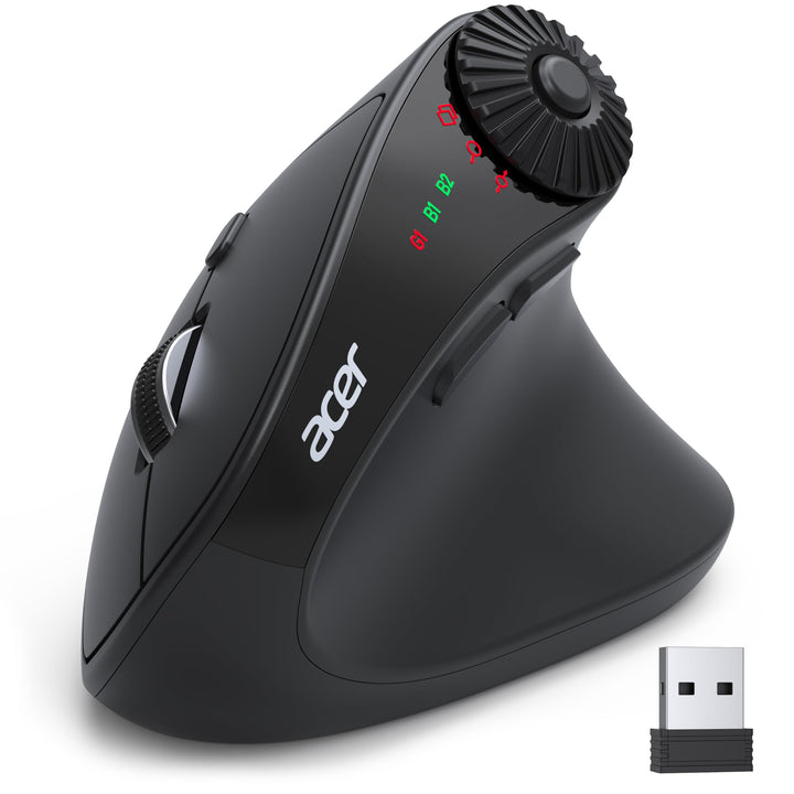 acer Bluetooth Maus Kabellos (BT 5.2+2.4G), Ergonomische Maus 4000 DPI mit Seitlichem Scrollrad, Fun