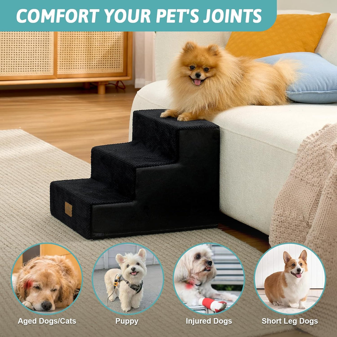 COZY KISS Hundetreppe für Kleine Hunde, 3 Stufen Haustiertreppe für Bett Couch Auto, 35cm Hoch Hochd