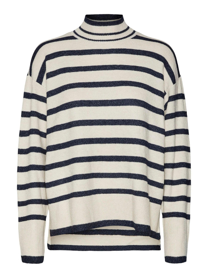 VERO MODA Female Strickpullover VMNELLY Pullover XS Birch/Stripes:w. Navy Blazer, XS Birch/Stripes:w