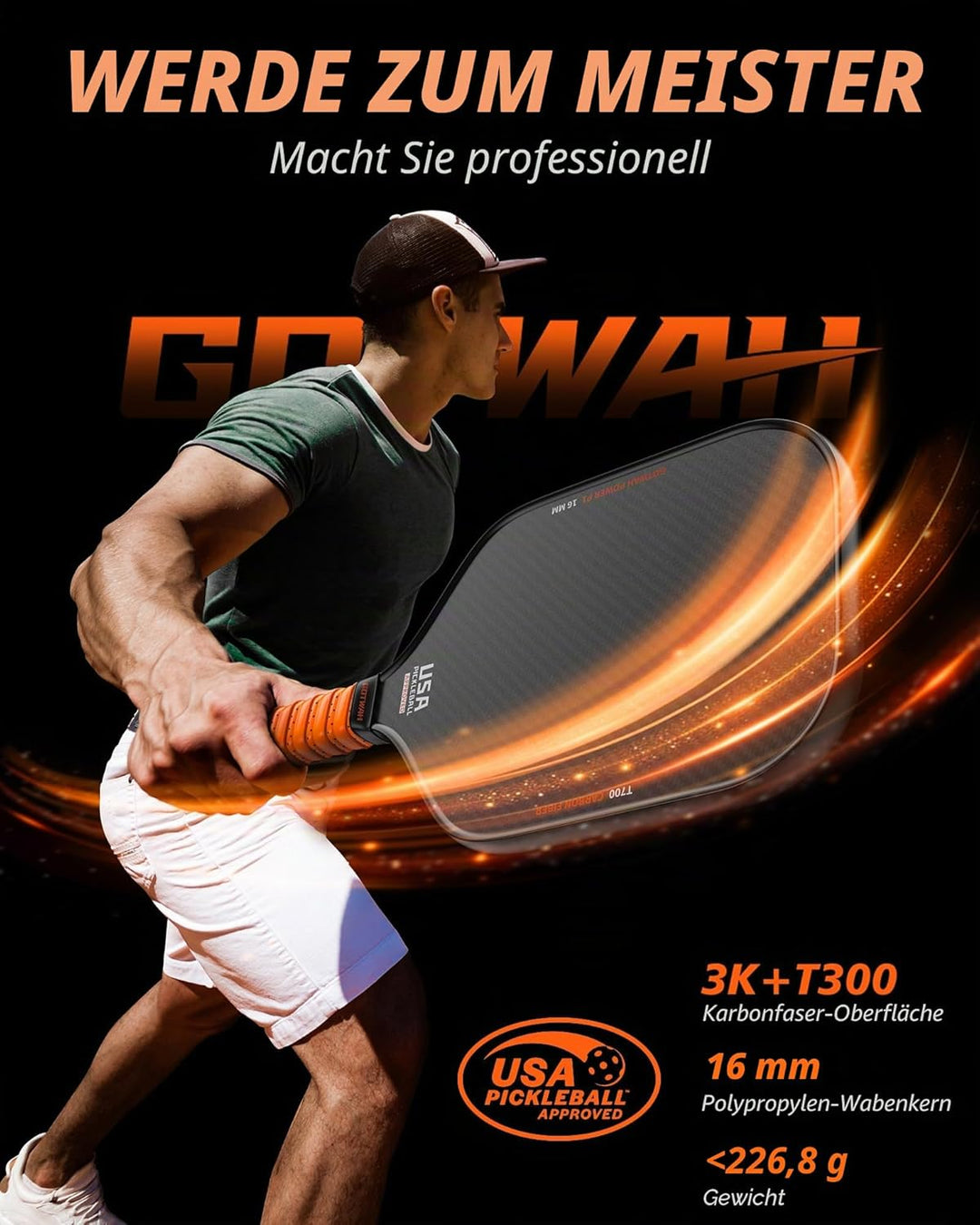 P1 Pickleball Schläger, 3K+T700 Pickleball racket Paddel Set, USAPA-zugelassener Pickleballschläger