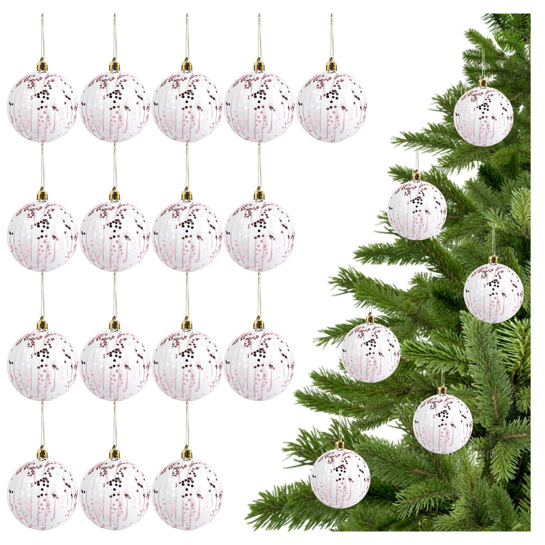com-four® 16x Weihnachtskugeln, Christbaumkugeln bruchsicher aus Kunststoff für Weihnachten, Baumsch