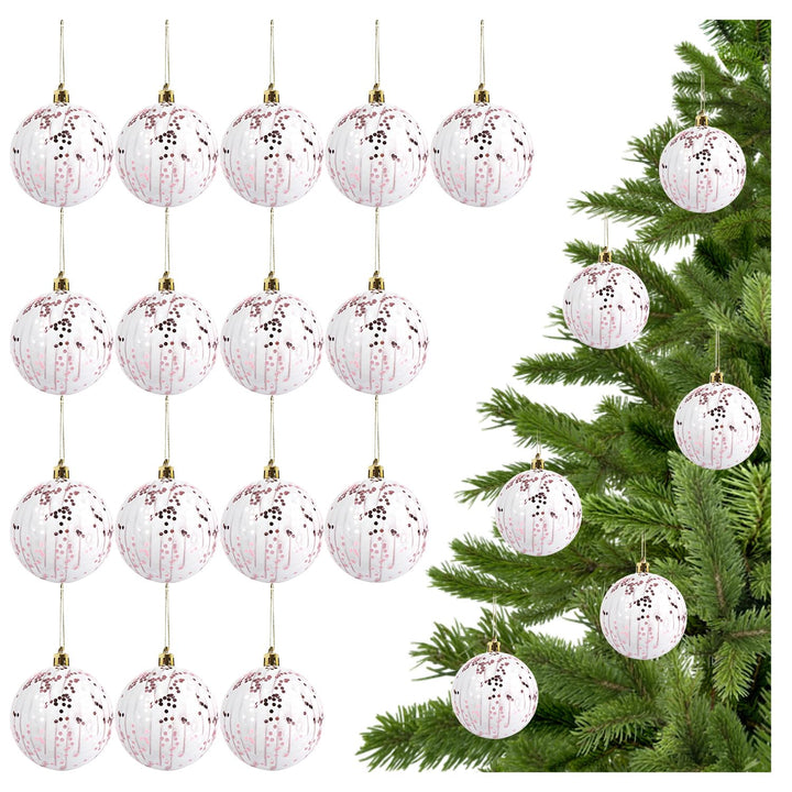 com-four® 16x Weihnachtskugeln, Christbaumkugeln bruchsicher aus Kunststoff für Weihnachten, Baumsch