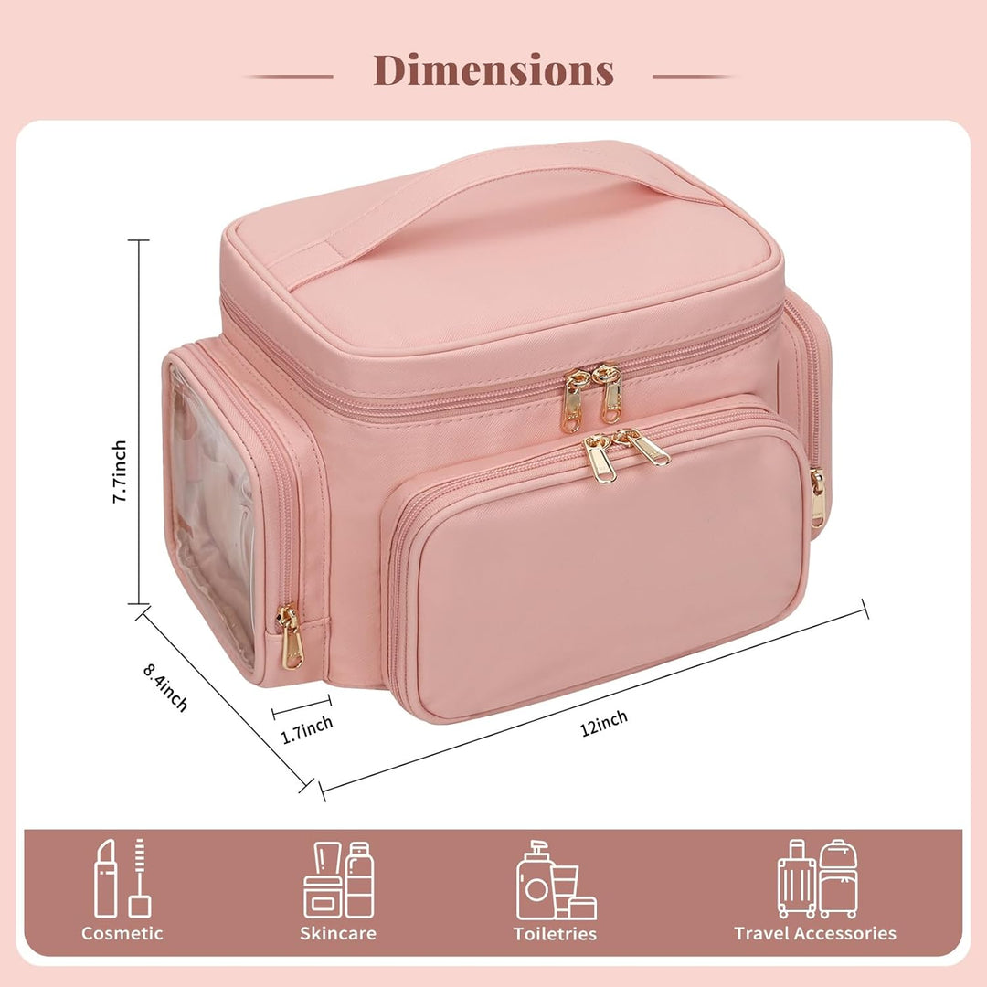 Kosmetiktasche Gross, Reise Make Up Tasche Damen Schminktasche mit Pinselhalter Fach, Portable Makeu