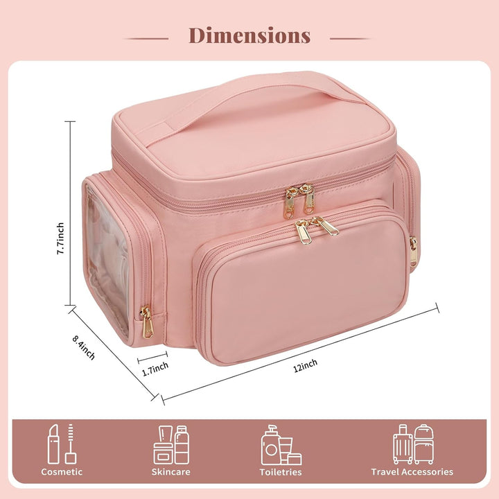 Kosmetiktasche Gross, Reise Make Up Tasche Damen Schminktasche mit Pinselhalter Fach, Portable Makeu