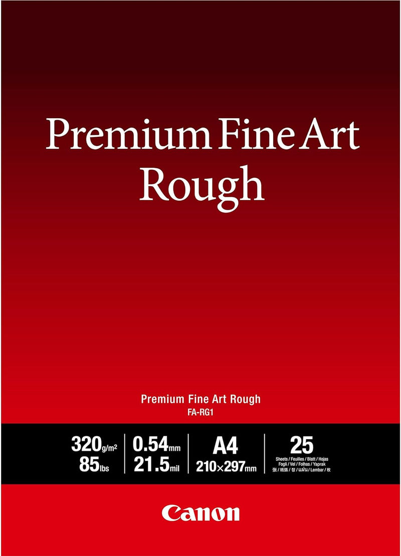 Canon FA-SM1 Premium Fine Art Rough Fotopapier - DIN A4, 25 Blatt (320 g/qm) für Tintenstrahldrucker