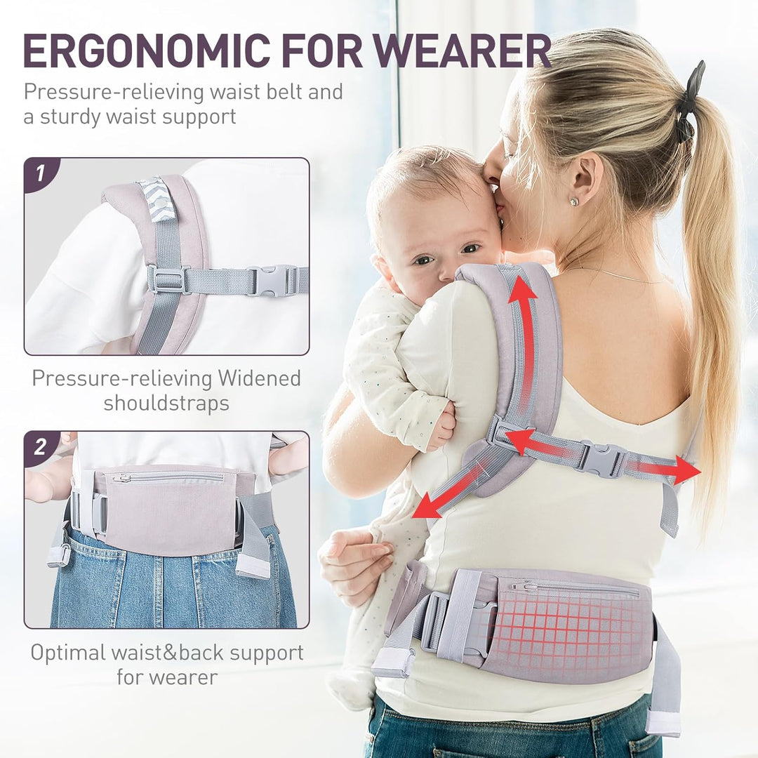 Viedouce Babytrage Neugeborene ab Geburt, Ergonomische Baby Trage Baumwolle Tragegurt mit Kopstütze