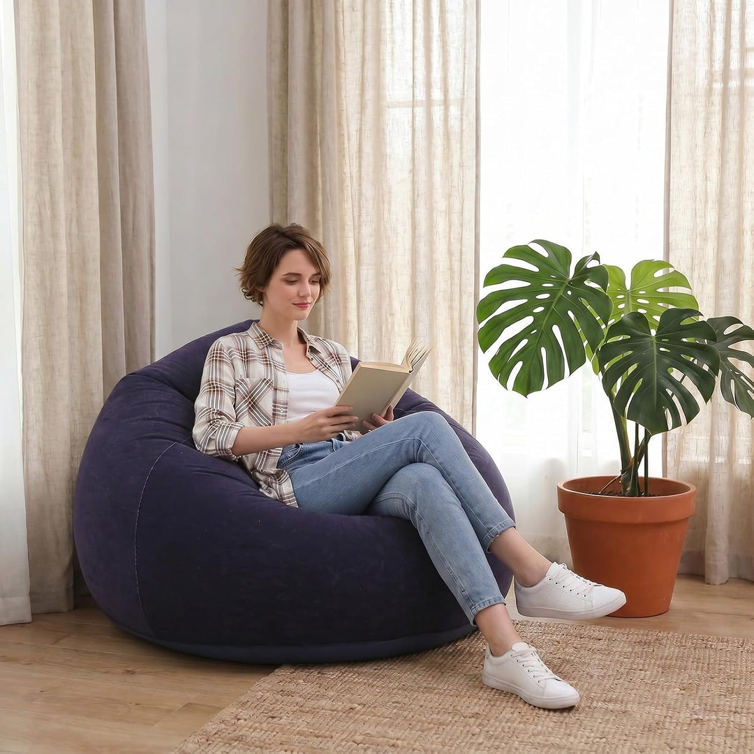 Yuragim Aufblasbarer Sitzsack mit Luftpumpe, 105x60cm Aufblasbarer Sessel Waschbar Air Sofa Bean Bag