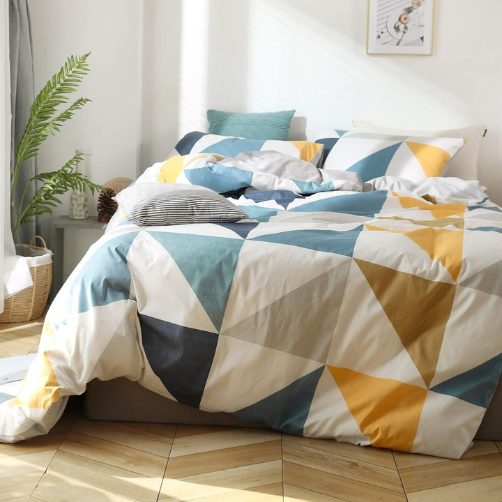 GETIYA Luxus Bettwäsche 220x240 Baumwolle Damen Herren Geometrische Bettwäsche Kontrast Farbe Bettwä