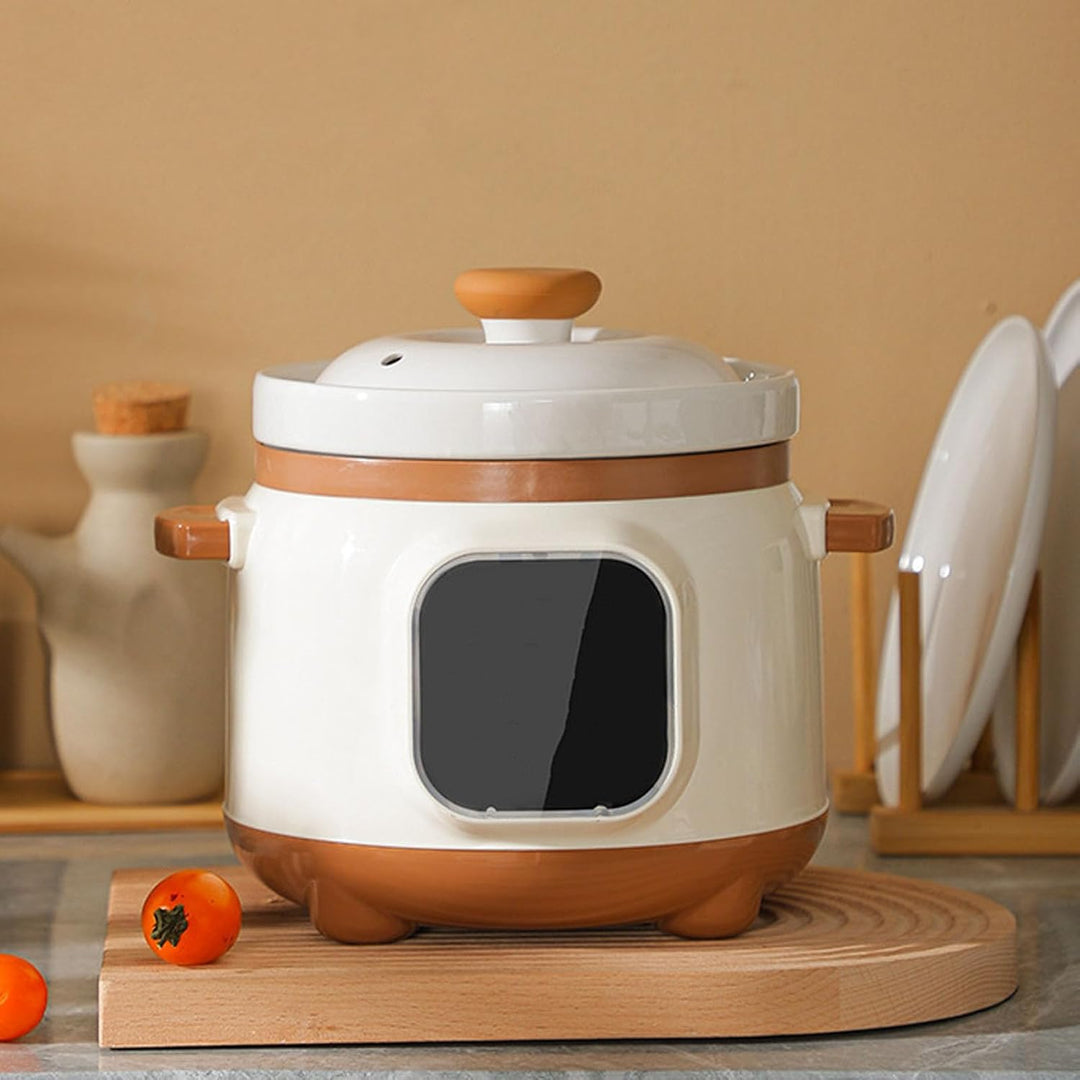 Elektrischer Eintopf, Keramik-Suppenbrei-Kocher, 235 W Slow Cooker mit Deckel, 1,8 L Keramiktopf, El