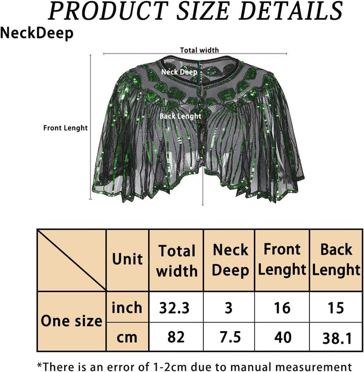 BAOKELAN Frauen 1920er Schal Pailletten Perlen Abend Cape Retro Wraps Schal Cover Up für Hochzeit Pa