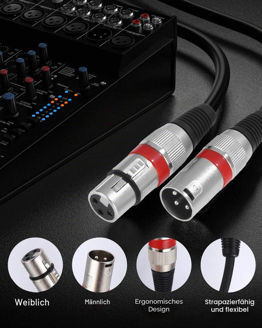 PERMUST 2 Pack XLR Kabel 10M Symmetrisches Mikrofonkabel, XLR-Stecker auf Buchse, Verlängerungskabel