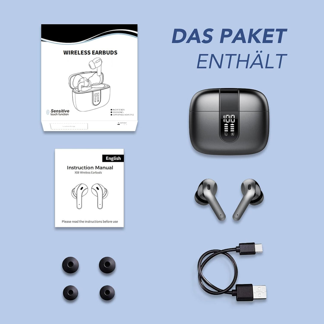 taopod Bluetooth Kopfhörer, Kopfhörer Kabellos Bluetooth 5.3 CVC Noise Cancelling, 40h Spielzeit IPX