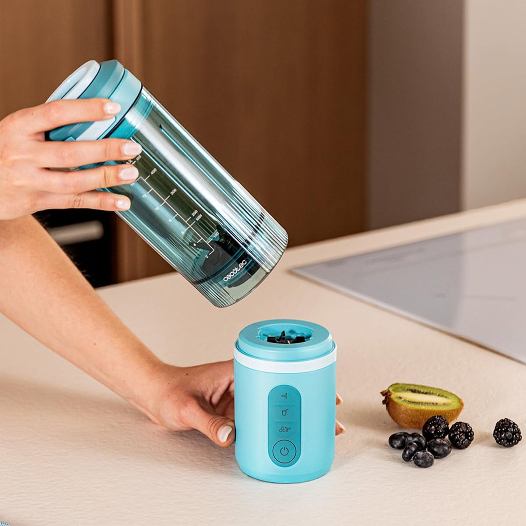 Cecotec Tragbarer Smoothie Maker Power Titanium Shake2Go Candy. 180 W, 600 ml To-Go-Becher mit Dicht