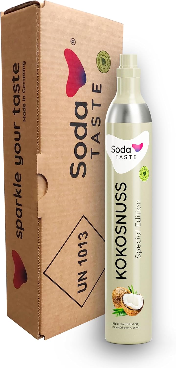 SodaTASTE CO2-Tauschzylinder (Refill) für Wassersprudler, mit natürlichem Kokosnuss-Aroma, ohne Siru