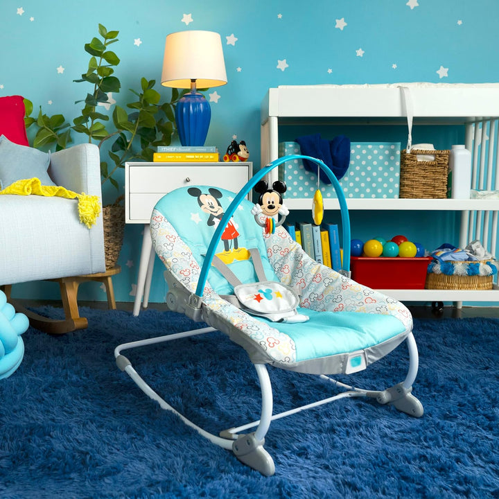 Bright Starts, Disney Baby, Mickey Mouse Original Bestie, Wippe für Babies und Kleinkinder mit Vibra