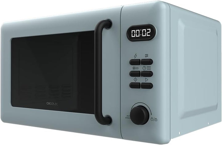 Cecotec Digitale Mikrowelle mit Grill 20L Proclean 5110 Blau. 700W in 6 Stufen und 800W Grill, Aufta