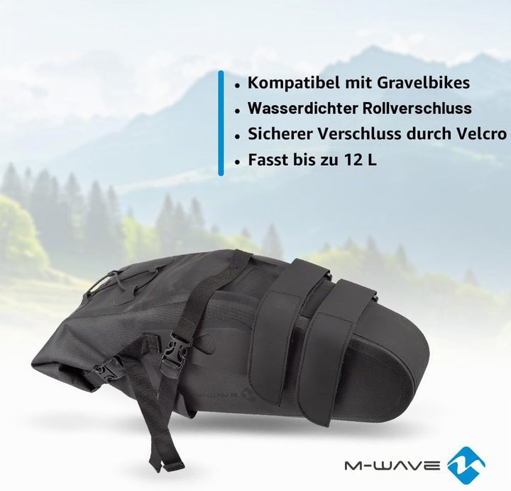 M-Wave Satteltasche Rough Ride II Saddle L Fahrradtasche Sattel, Schwarz