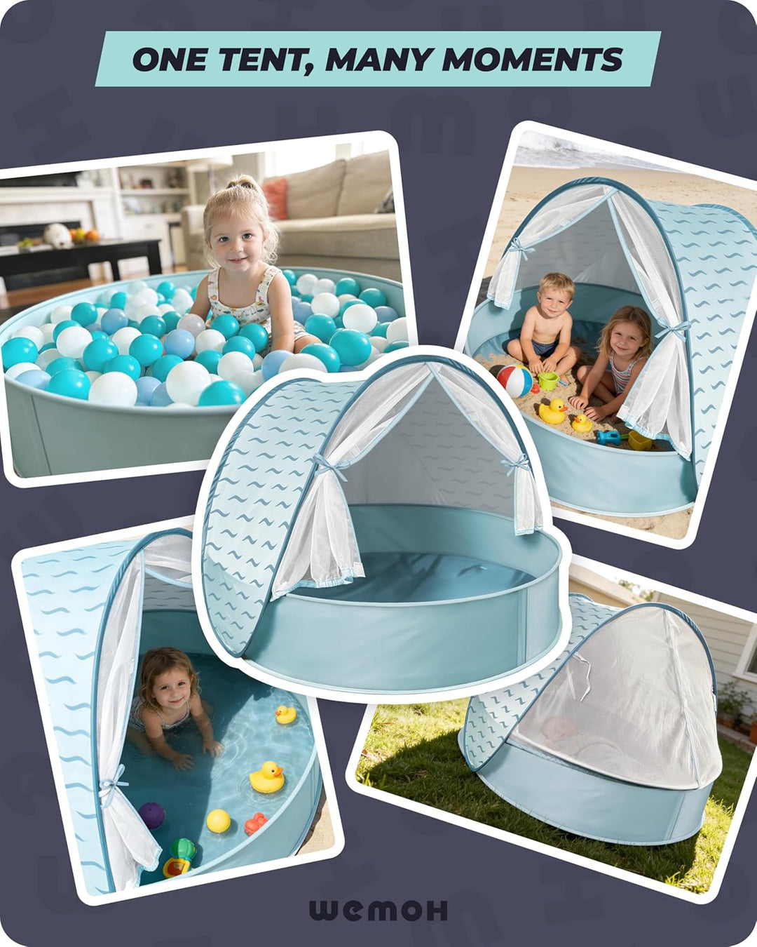 Strandmuschel Baby mit UV-Schutz UPF 50+, Pop-Up Strandzelt für Kinder & Babys, Automatischer Aufbau