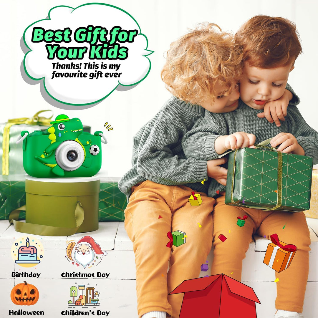 Kinderkamera, Dinosaurier Selfie Digital Kamera mit 32GB Karte, Weihnachts Geburtstagsgeschenk für J