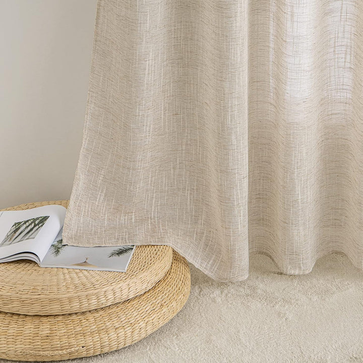 MIULEE Vorhang Gardinen Leinen mit ösen Voile Vorhänge Leinenoptik Gardinen Wohnzimmer Modern Fenste