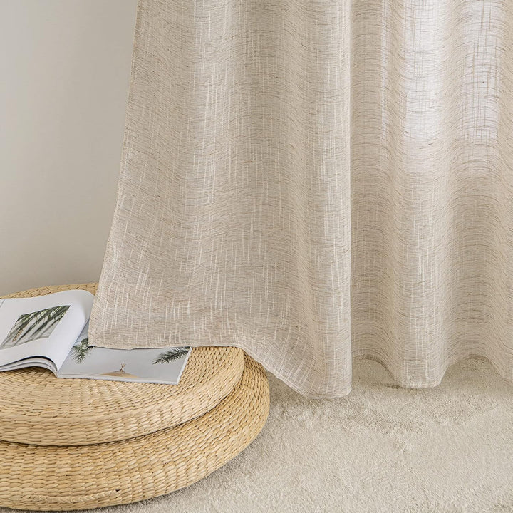MIULEE Vorhang Gardinen Leinen mit ösen Voile Vorhänge Leinenoptik Gardinen Wohnzimmer Modern Fenste