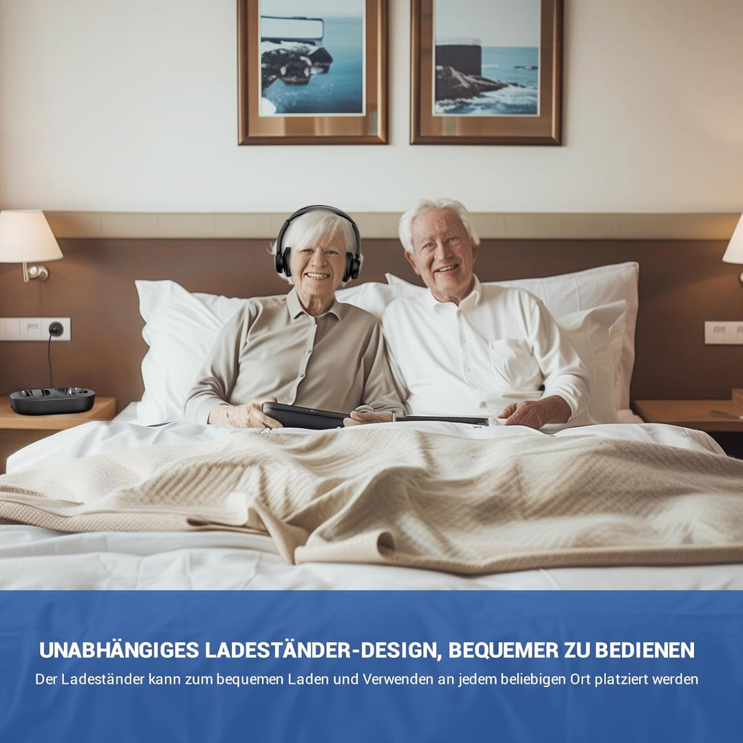 Funkkopfhörer für Fernseher, kabellose TV-Kopfhörer mit TV-Sender-Ladestation für Senioren,Keine Aud