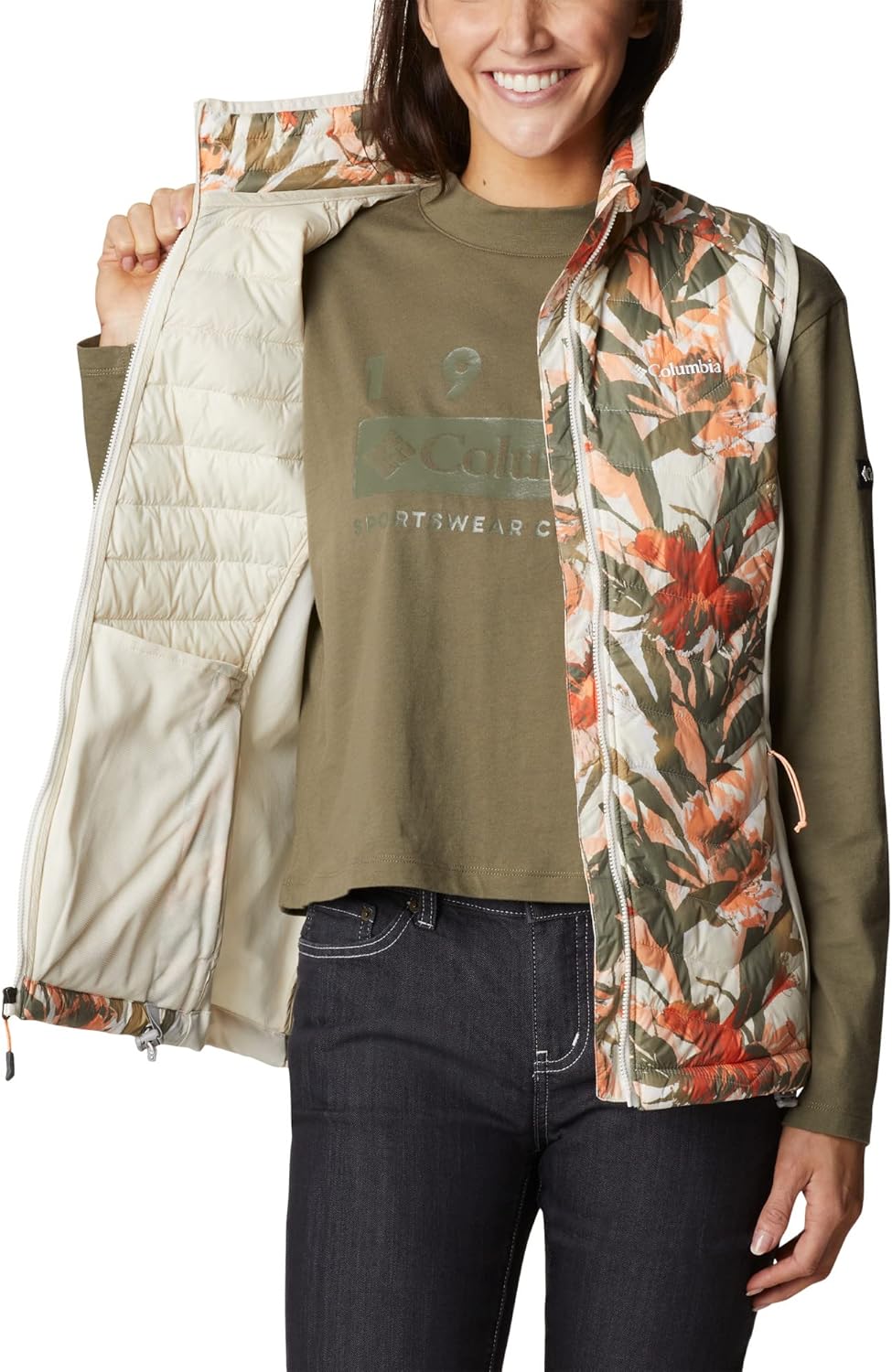 Columbia Damen Powder Pass Weste, Chalk Floriculture Print