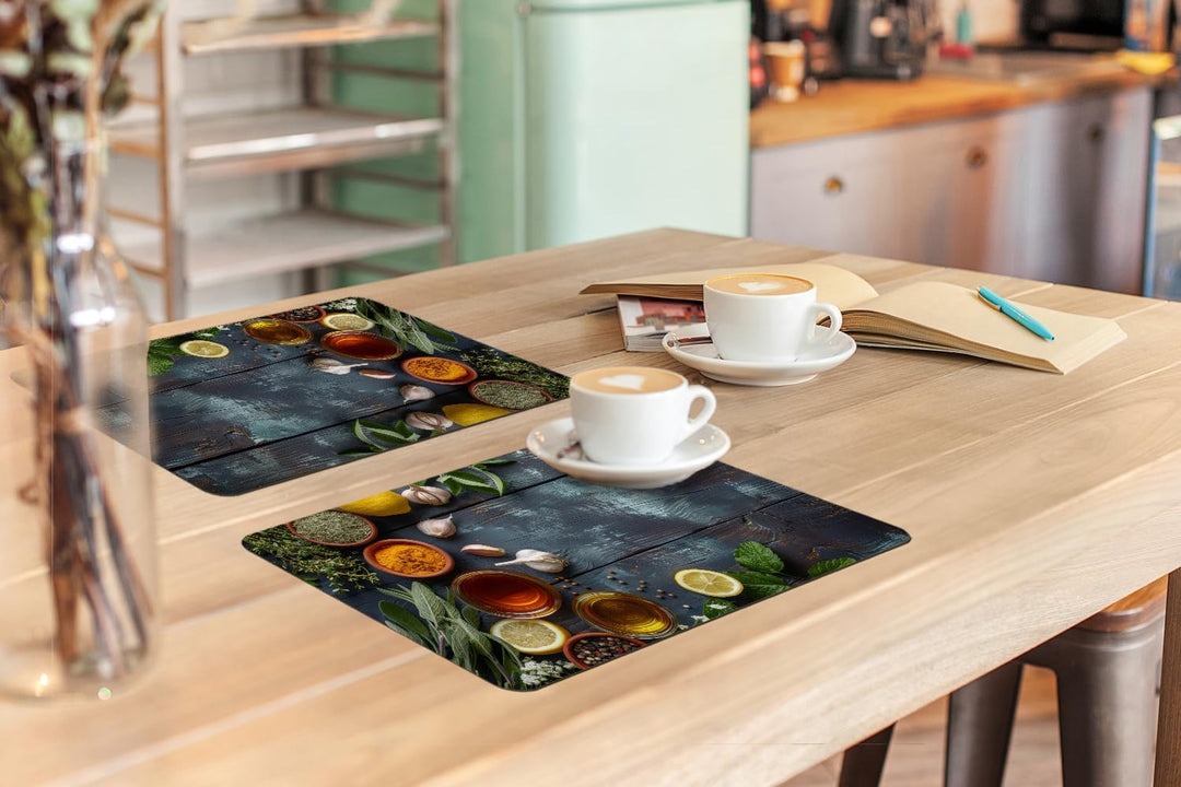 KitchenYeah© Platzsets Abwaschbar 6-Teilig 45x30 cm Tischsets Platzdeckchen rutschfeste Platzset Unt
