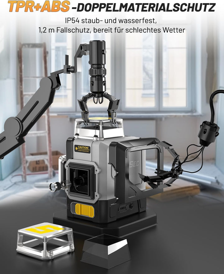 Kreuzlinienlaser 45M, SAVSEC 3X360 Grün Laser Wasserwaage bis zu 22, Linienlaser Selbstnivellierend