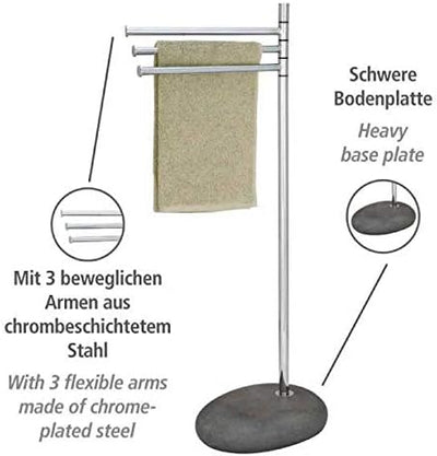 WENKO Kleider- und Handtuchhalter Pebble Stone, mit 3 beweglichen, parallelen Armen, natürliches Des