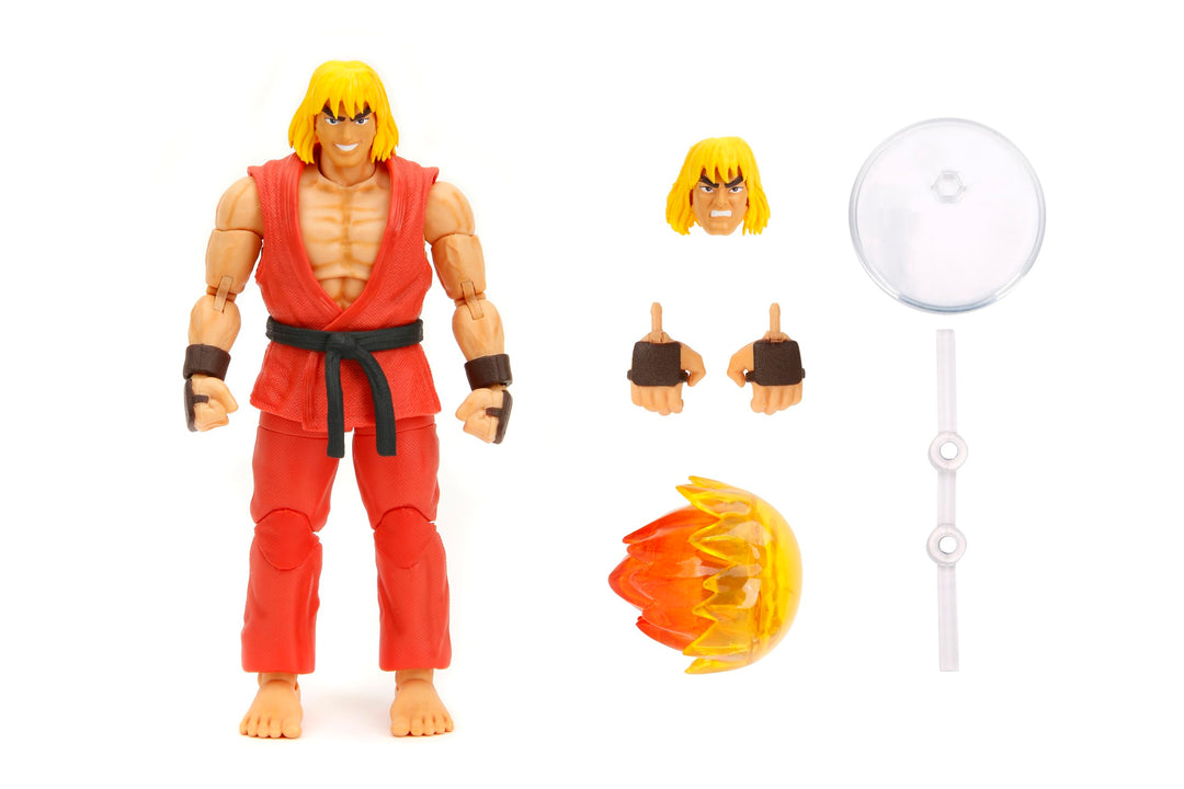 Jada Toys Street Fighter Figur Ken (15 cm) - bewegliche Sammel- und Actionfigur aus Street Fighter 2
