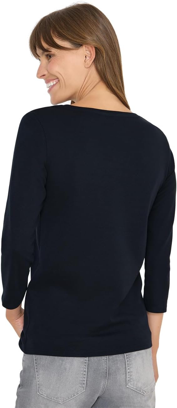 Cecil Damen Boatneck Basic Baumwollshirt U-Boot Ausschnitt L Universal Blue, L Universal Blue