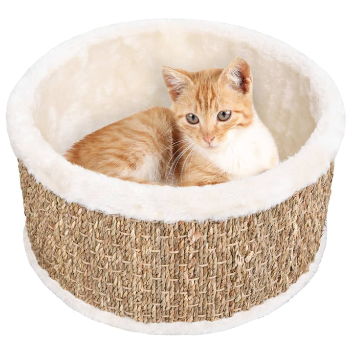 vidaXL Katzenkorb Rund 36cm Seegras Katzenbett Hundebett Schlafplatz Katzen