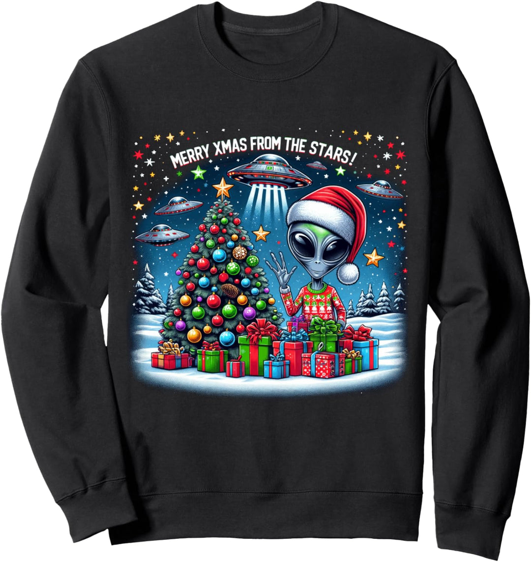 Frohe Weihnachten von den Sternen - Alien & UFO Christmas Sweatshirt