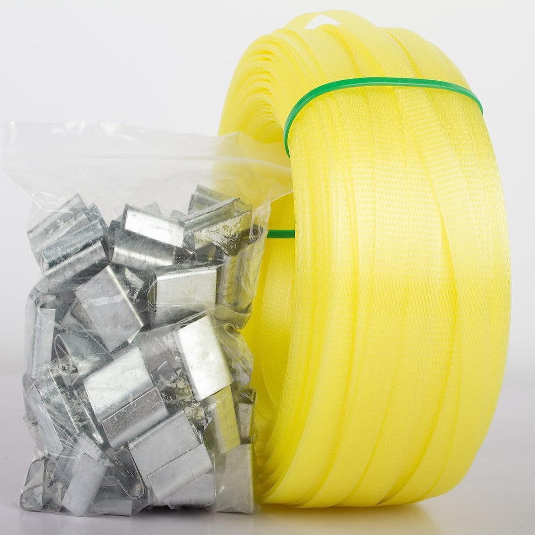 Anmas power Manuelles Umreifungs-Set inkl. Umreifungs-Set (100m PP Umreifungsband + 100 Metallclips)