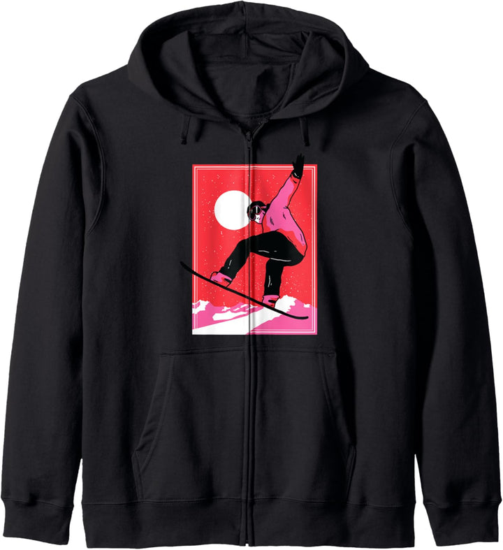 Snowboarden Design mit Sowboarder beim Sprung und Sonne Kapuzenjacke