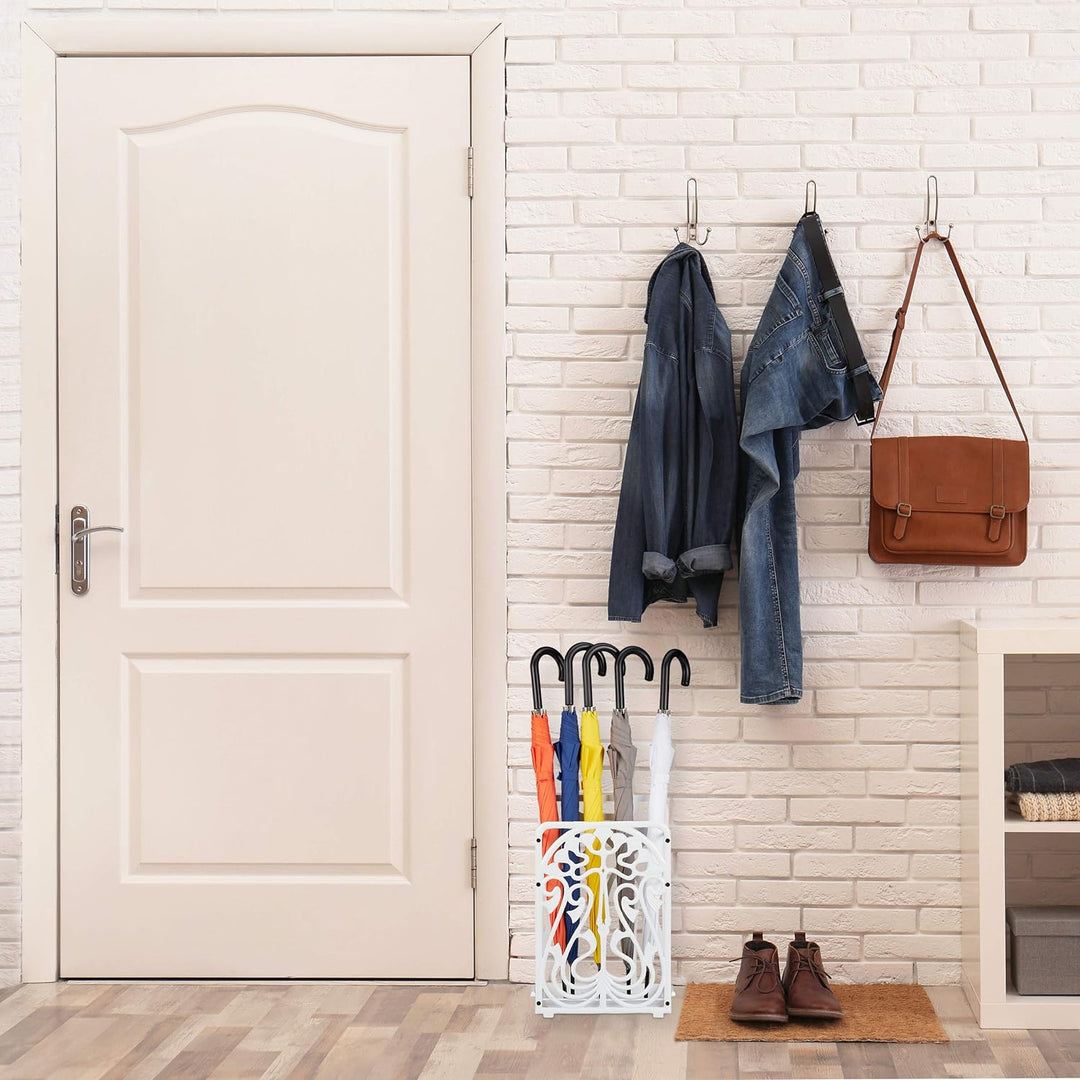 Relaxdays Schirmständer, rechteckig, mit Auffangschale, Gusseisen, Vintage Regenschirmhalter, 48,5x3