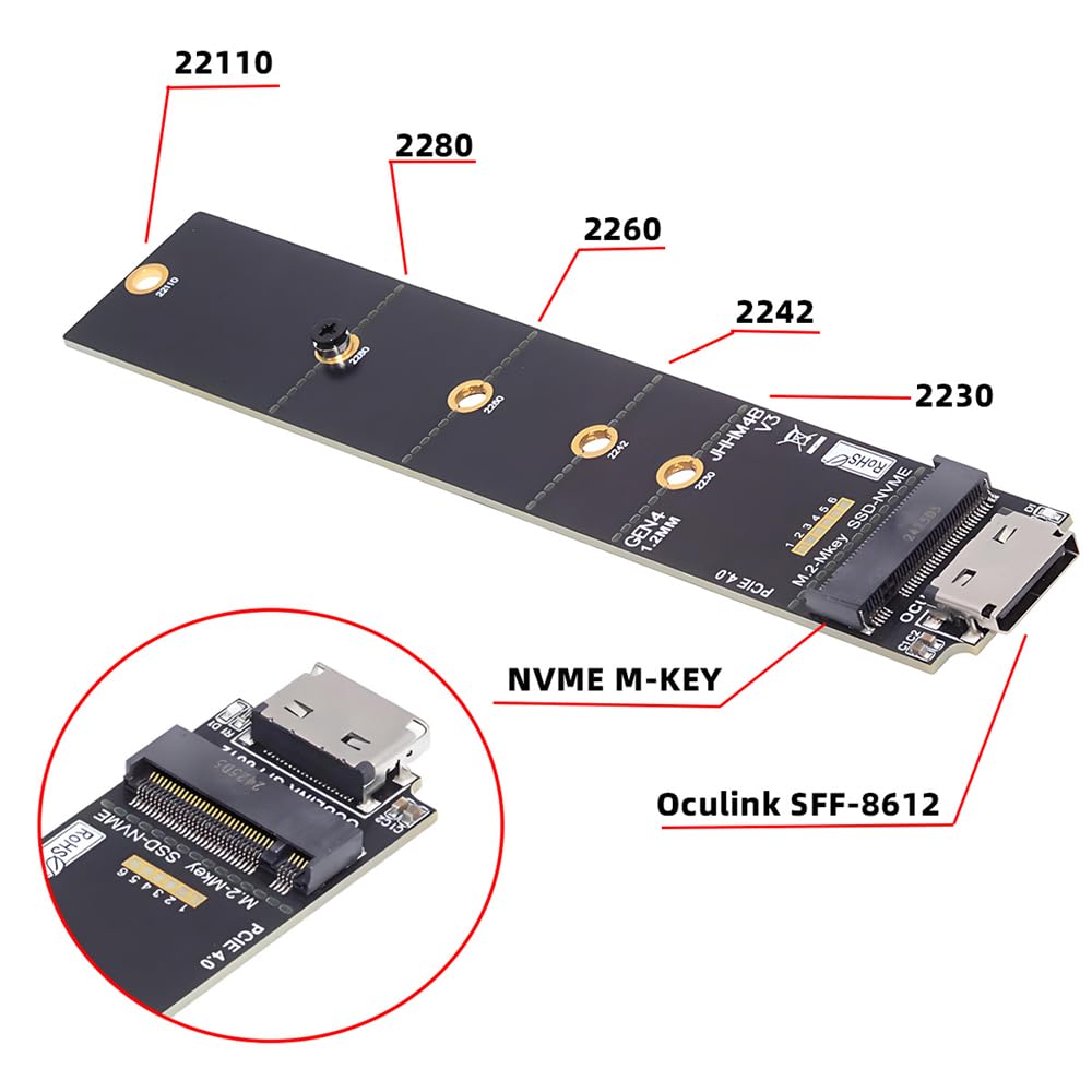 cablecc NVME 2280 PCIe 4.0 M.2 NGFF M-Key auf Oculink SFF-8612 SFF-8611 PCIe SSD PCBA Adapter für Ma