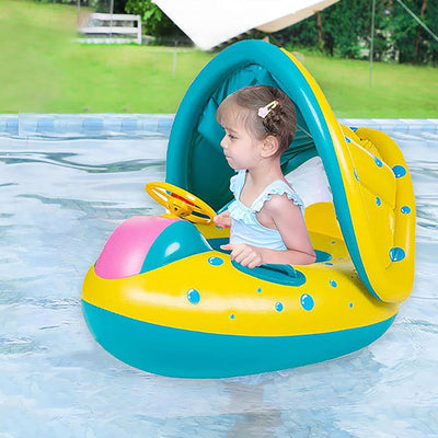 Schwimmring Baby mit Abnehmbarem Sonnendach, UPF50+ Sonnenschutz, Kinder Schwimmsitz mit Sonnendach,