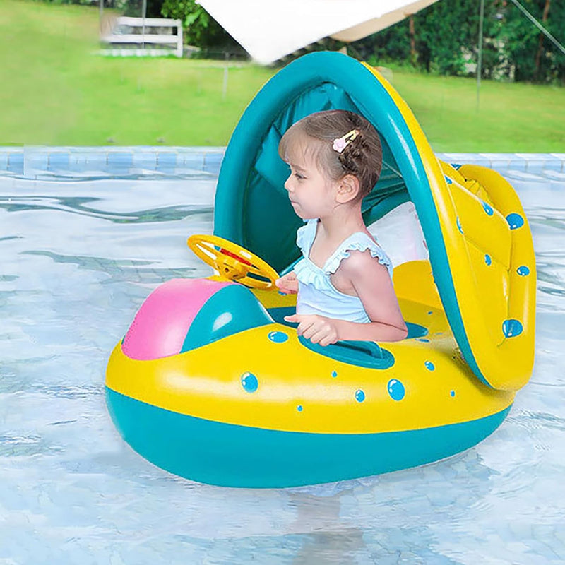 Schwimmring Baby mit Abnehmbarem Sonnendach, UPF50+ Sonnenschutz, Kinder Schwimmsitz mit Sonnendach,