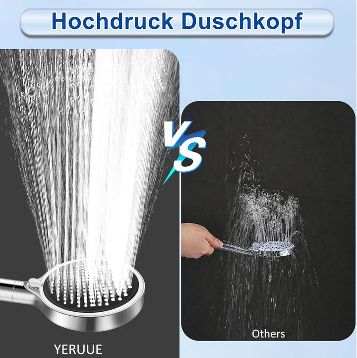 Handbrause Set Duschkopf mit 3 Filter, XXL Hochdruck Duschbrause mit 1,5M Schlauch &amp; Halterung, 8 St