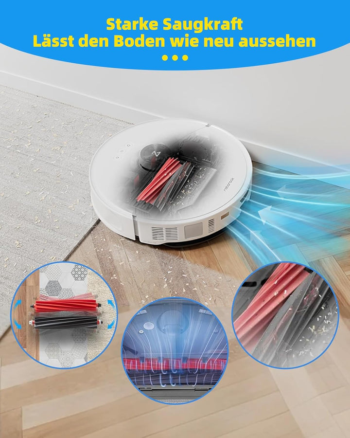 4 Stück Hauptbürste Zubehör für Roborock S8 Maxv Ultra, 2 Hauptbürste 1 Hauptbürstenabdeckung 1 Klei