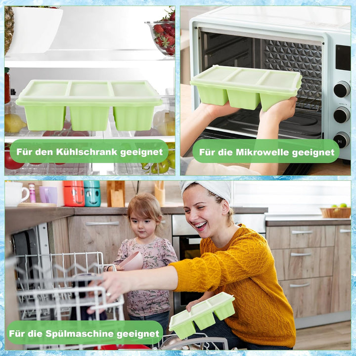 2er-Set Silikon-Gefrierformen für Suppen-Eiswürfel, 1-Tassen-Suppen-Gefrierformen mit Deckel für Mea
