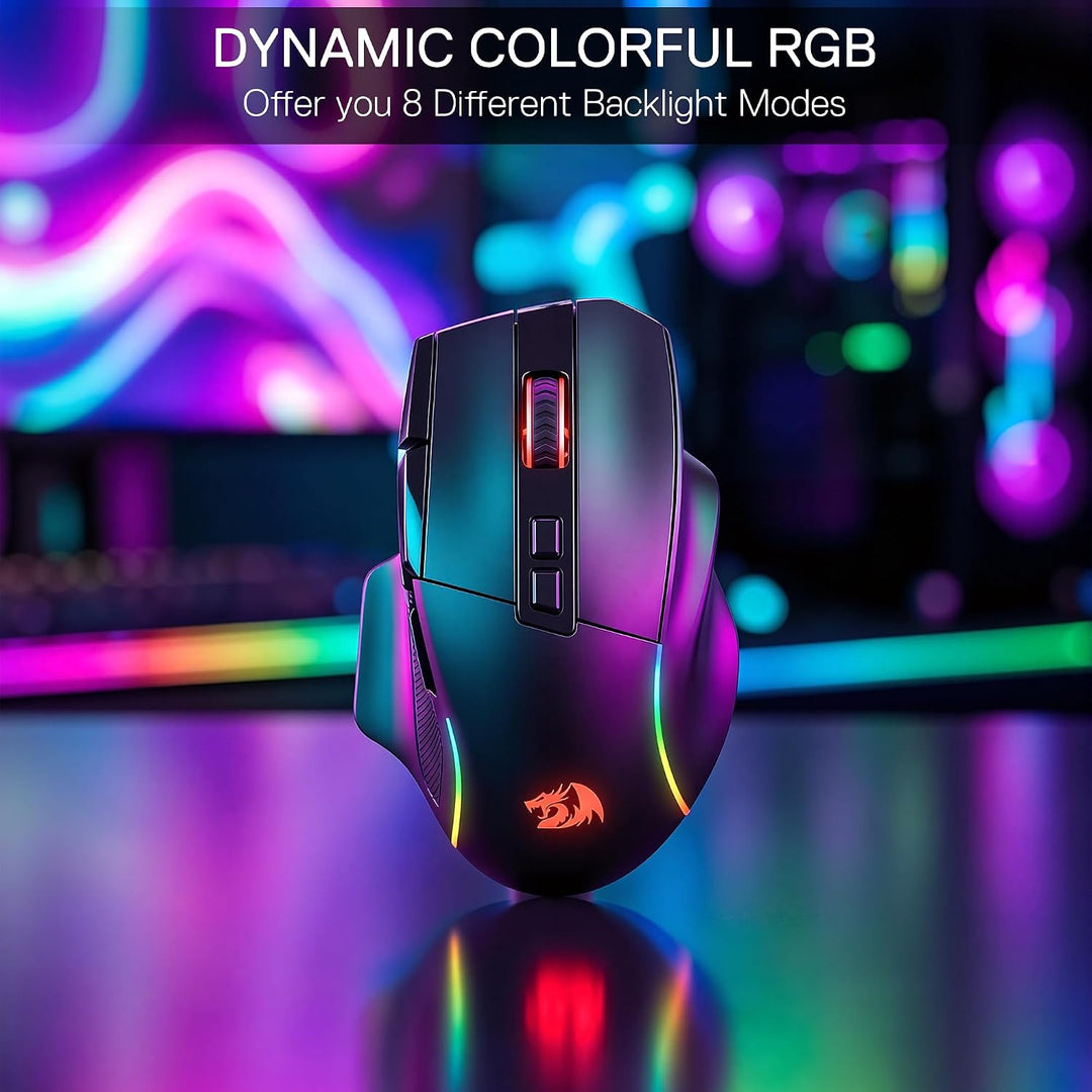 Redragon M925 PRO Kabellose Gaming Maus RGB 26000 DPI Optisch | 10 Programmierbare Tasten Ergonomisc