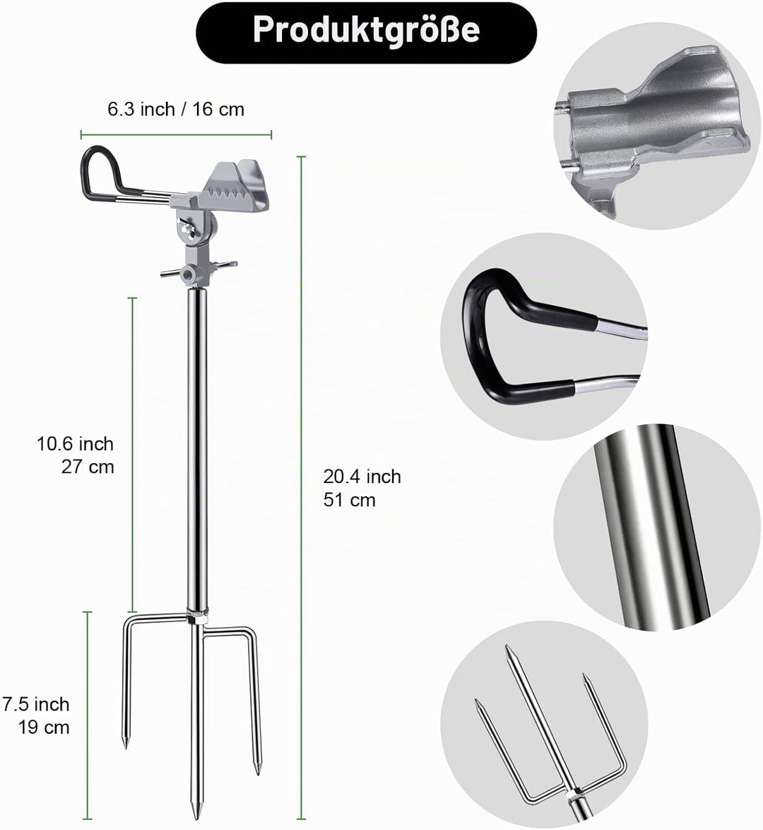 AVCMOTO Rutenhalter, 2 Stück Universal Edelstahl Angelrutenhalter, Angelzubehör 360° Verstellbar Rut