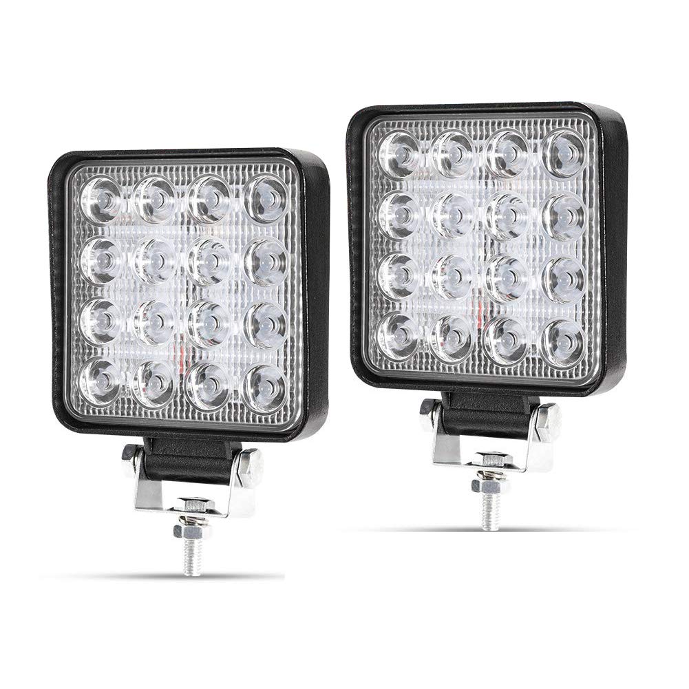 LED Arbeitsscheinwerfer, 2 X 48W Quadrat LED Offroad Zusatzscheinwerfer 12V 24V Scheinwerfer IP67 Wa