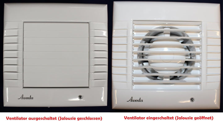 MKK Badlüfter mit automatische Jalousie Lüfter Wandlüfter Ventilator WC Bad Küche Ø 100 mm WM