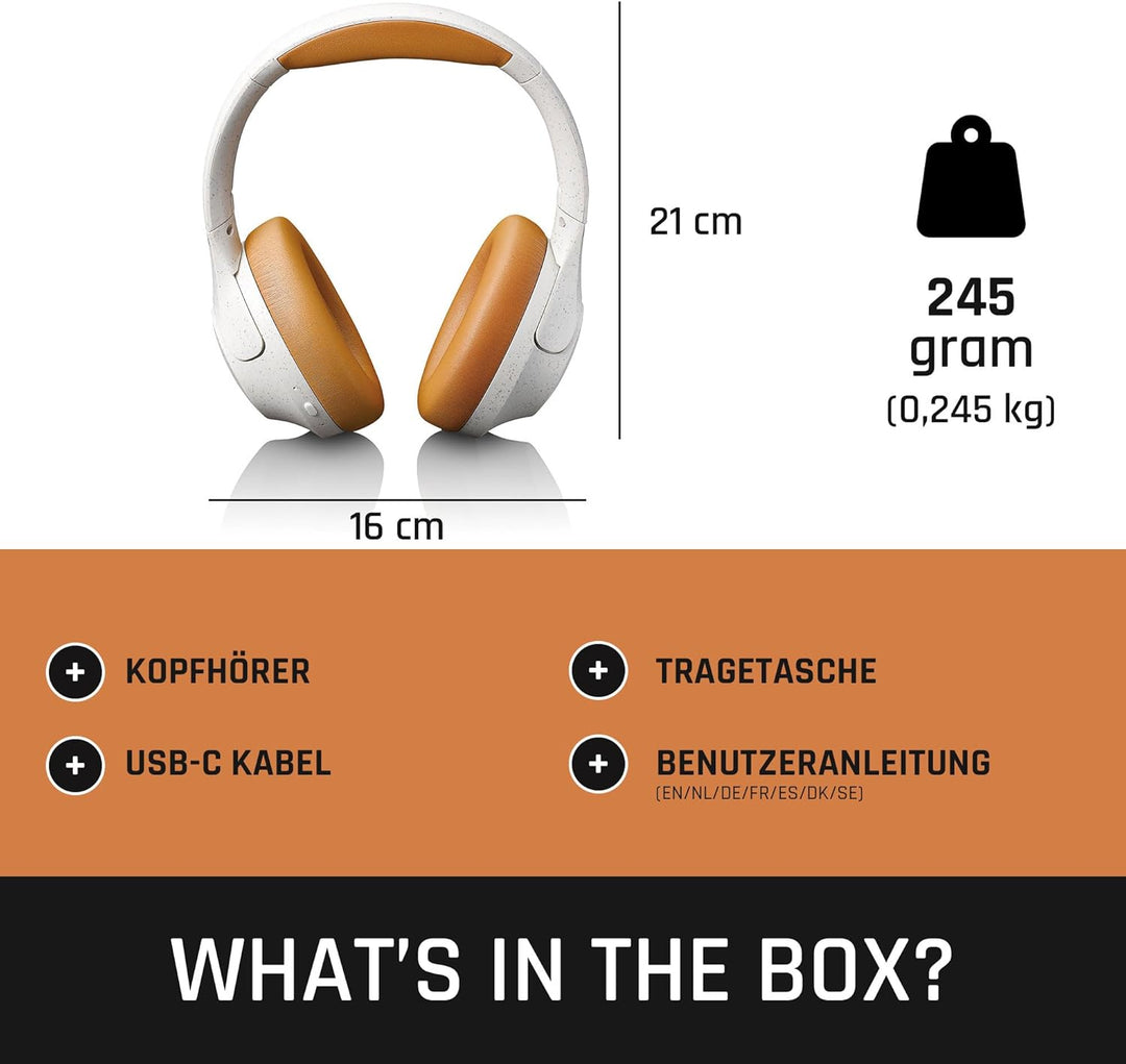 Lenco HPB-830 - Bluetooth Over-Ear Kopfhörer - ANC Active Noise Cancelling - Bluetooth 5.3-400mAh Ak